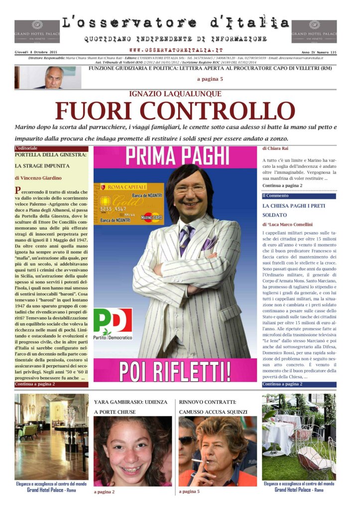 L'osservatore d'Italia edizione del 8 Ottobre 2015